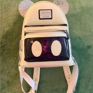 Space Mountain Loungefly White Mickey Ear Mini Backpack